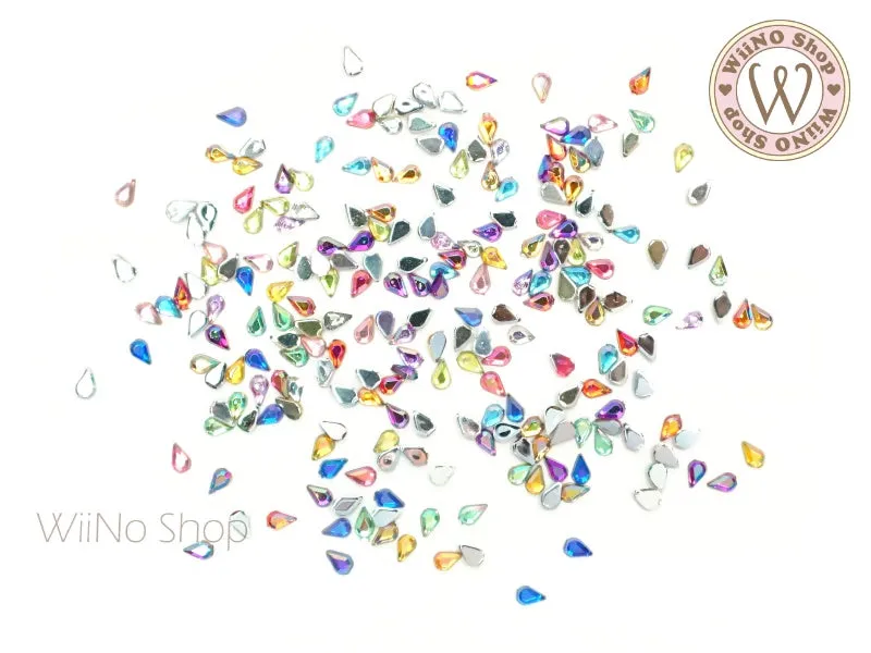 1.5x3mm AB Mix Colors Drop Flatback Acrylic Rhinestone - 100 pcs