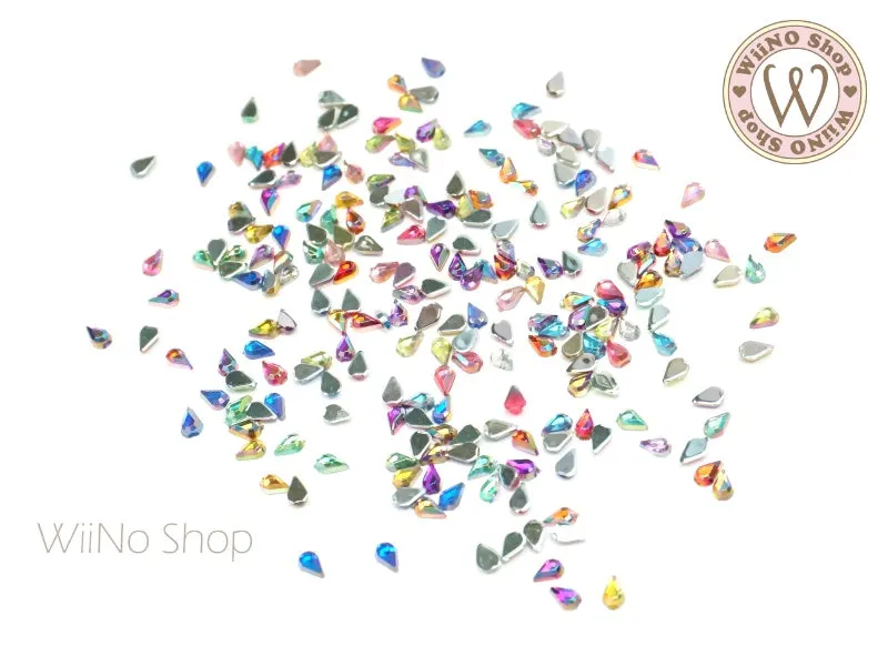 1.5x3mm AB Mix Colors Drop Flatback Acrylic Rhinestone - 100 pcs