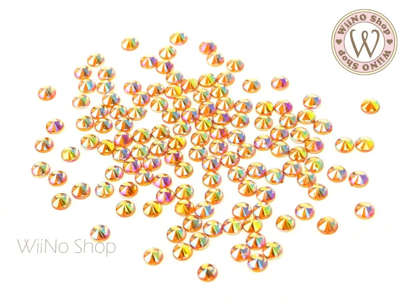 4mm AB Orange Round Point Top Acrylic Rhinestone - 50 pcs