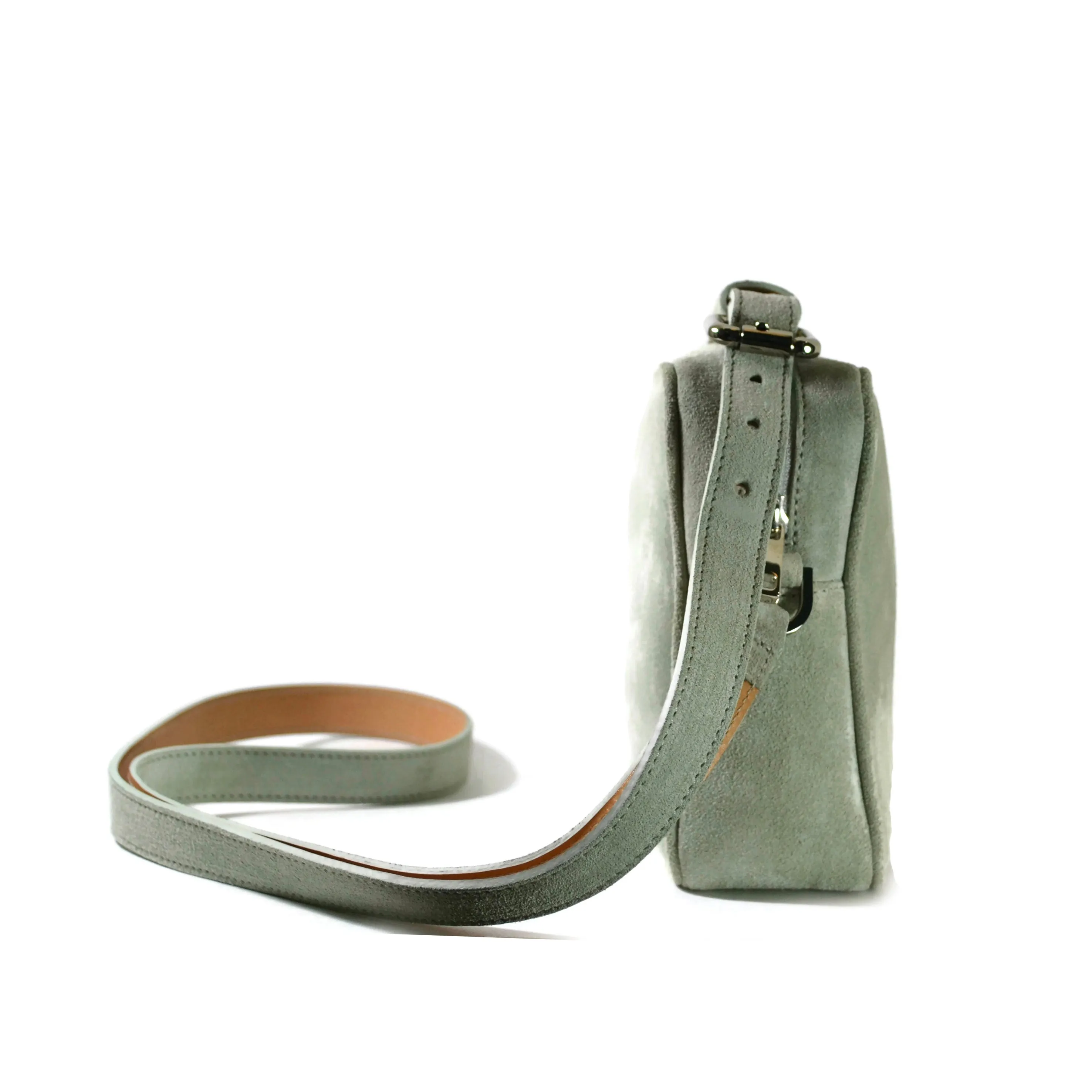 A & Furst - Medium Crossbody - Handbag, Everest Green Color Suede Leather