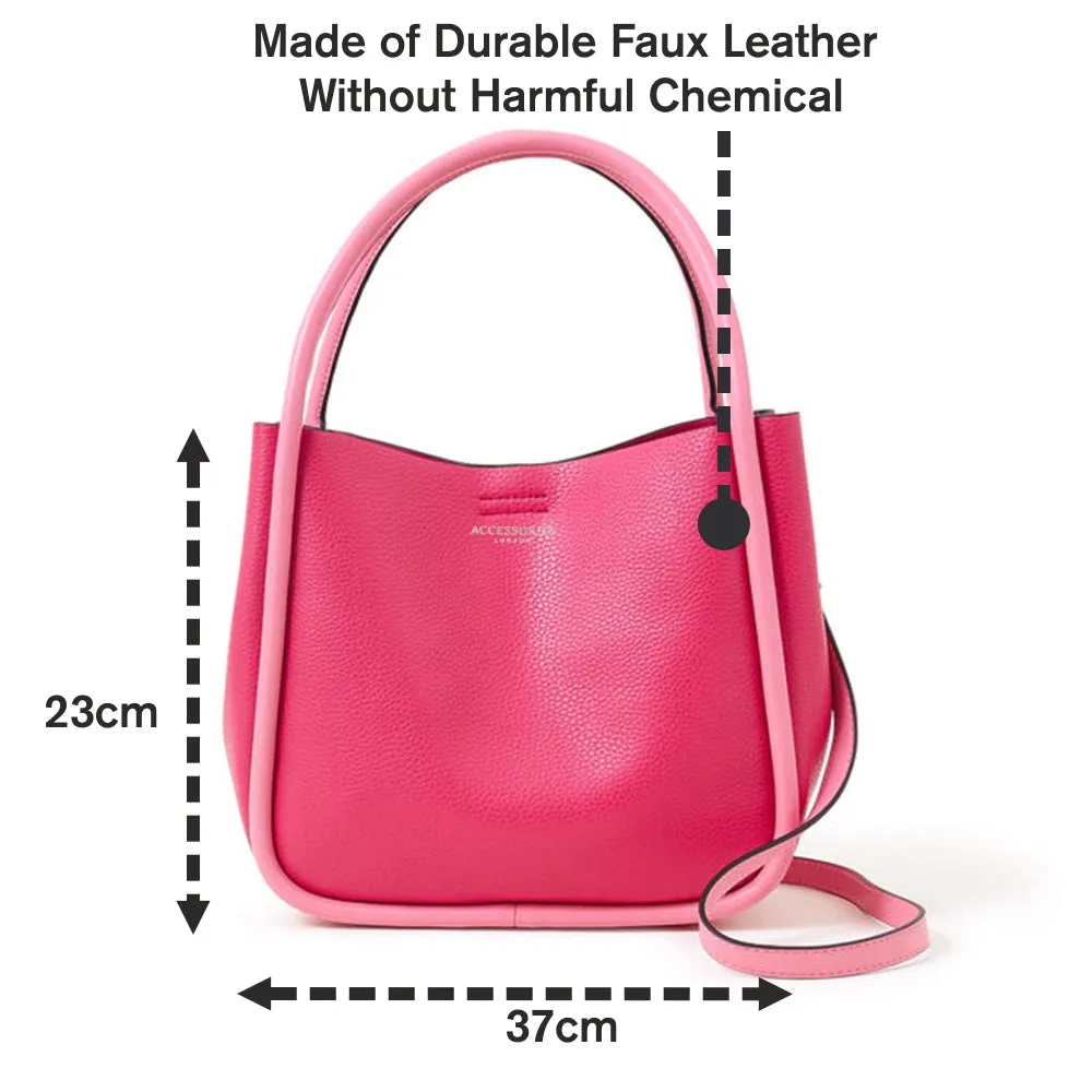 Accessorize London Pink Contrast Piped Handheld Bag