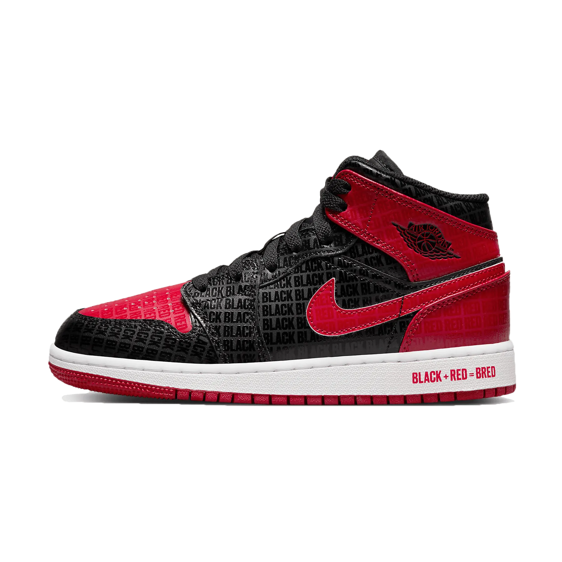 Air Jordan 1 Mid SS GS 'Black   Red = Bred'