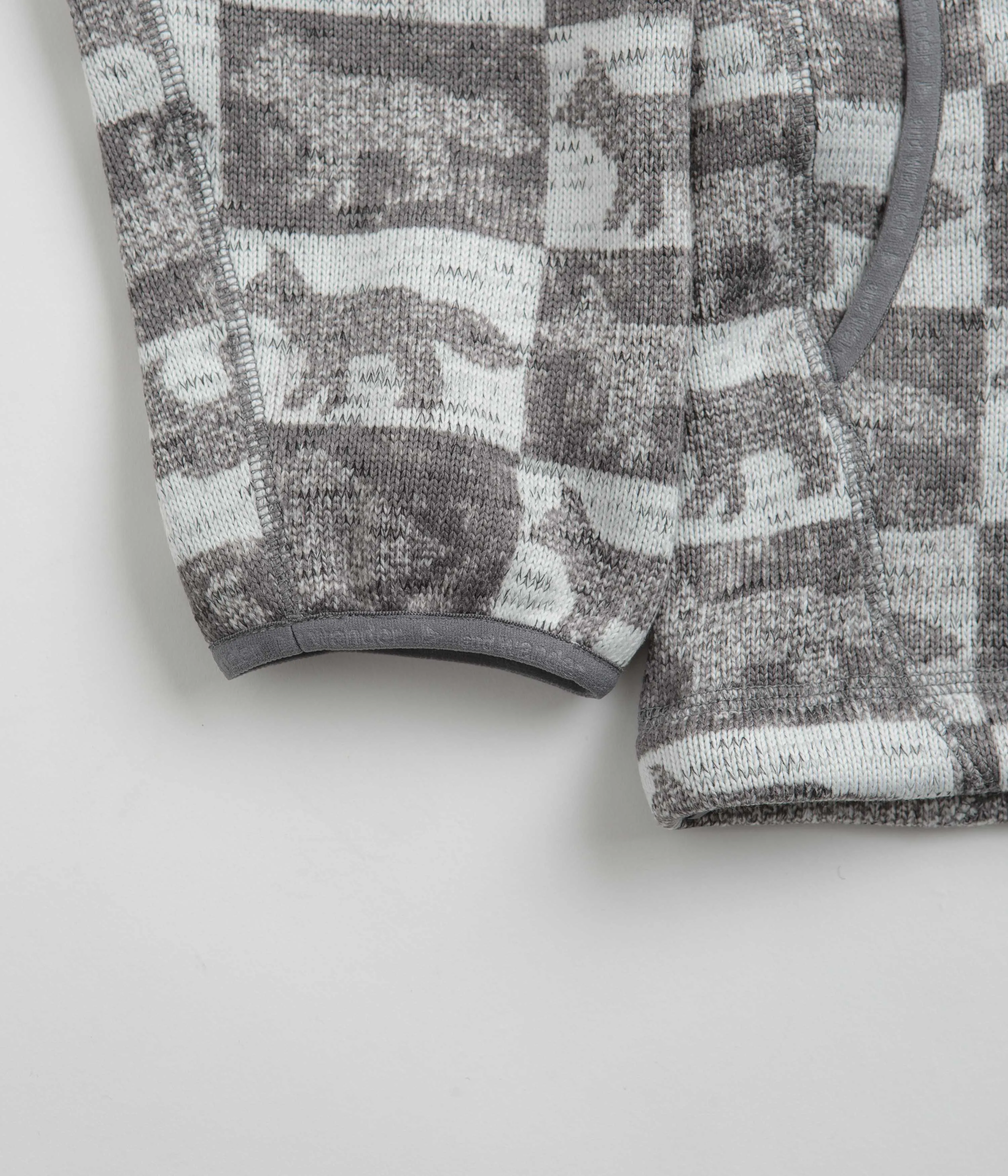 and wander x Maison Kitsune Fox Checkers Pullover Fleece - Grey