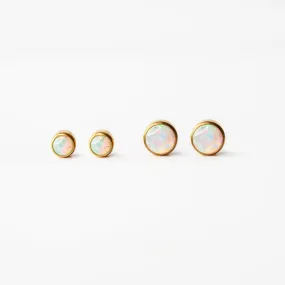 Aurora Round Opal Bezel Set Flat Back Sleeper Earrings