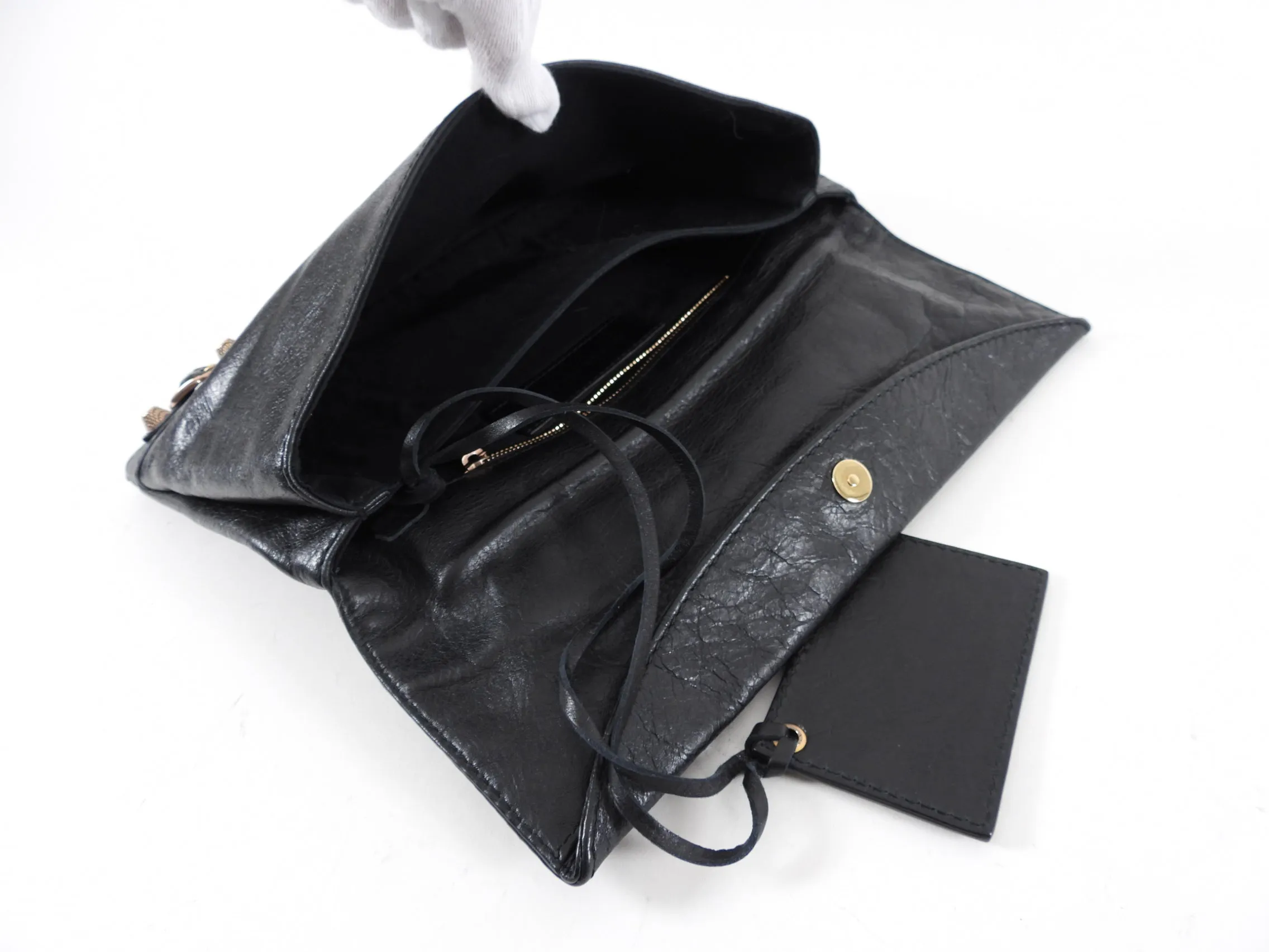 Balenciaga Giant 12 Black Leather Arena Clutch Bag