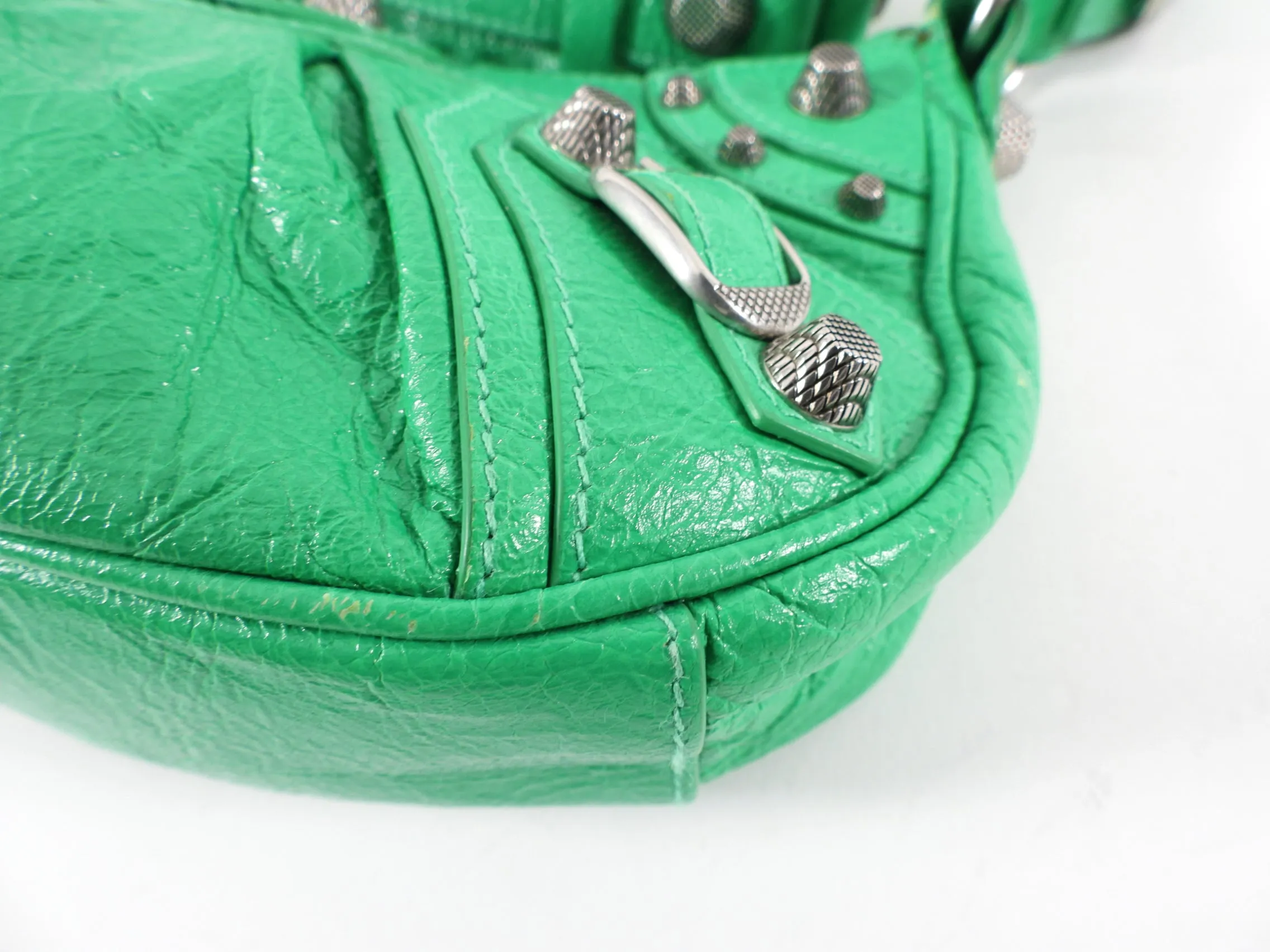 Balenciaga Green Leather XS Le Cagole Shoulder Bag