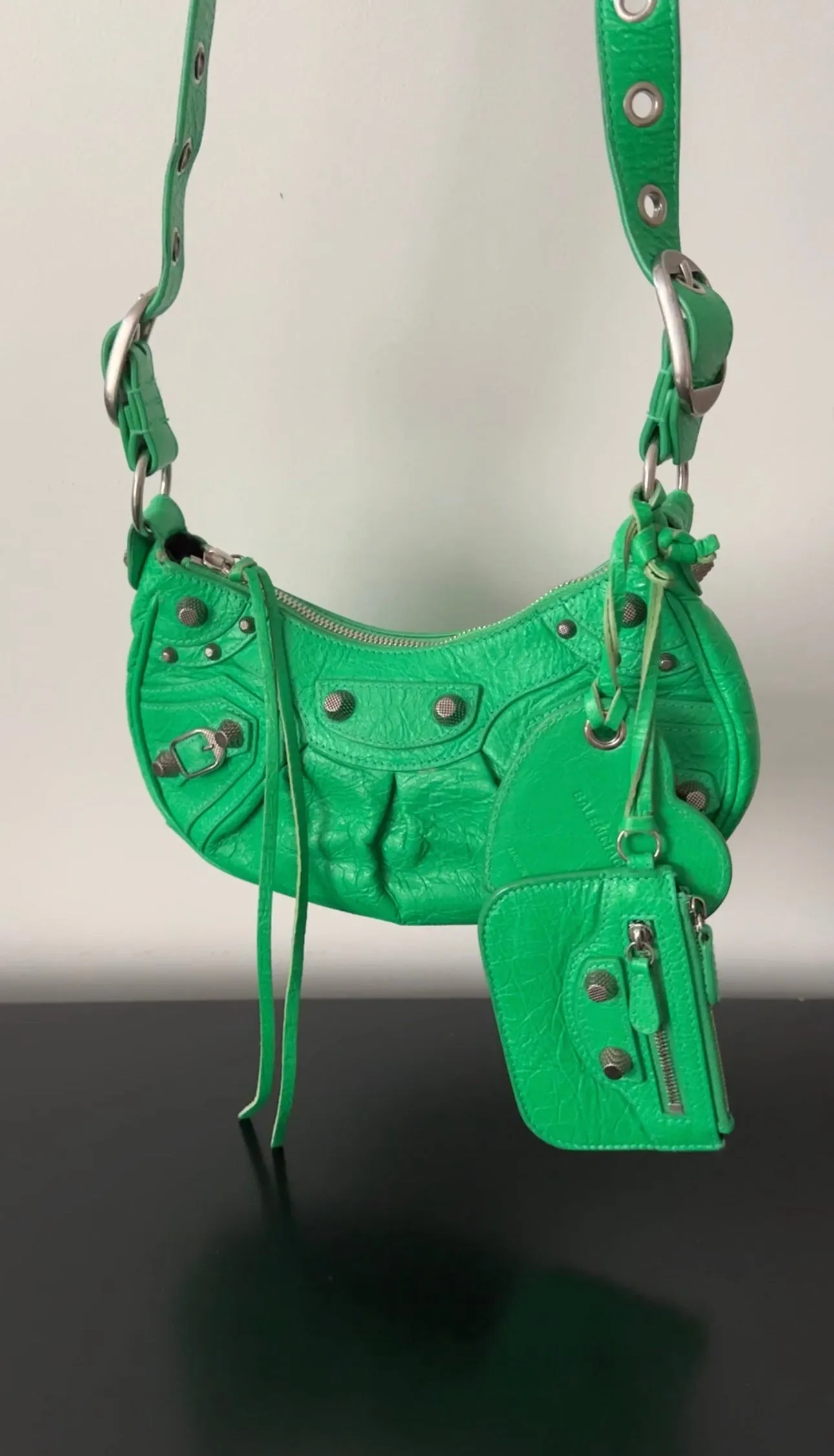 Balenciaga Green Leather XS Le Cagole Shoulder Bag