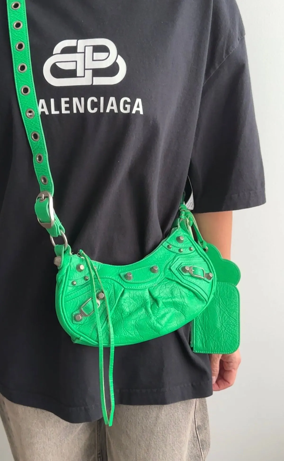 Balenciaga Green Leather XS Le Cagole Shoulder Bag