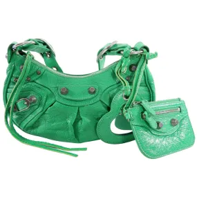 Balenciaga Green Leather XS Le Cagole Shoulder Bag