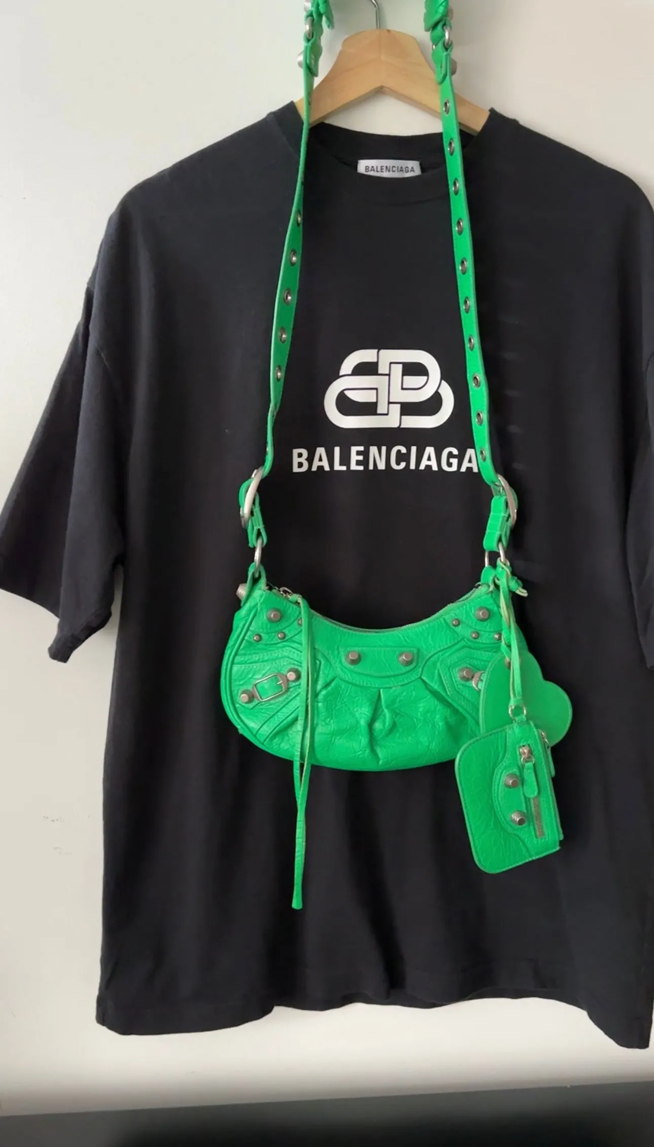 Balenciaga Green Leather XS Le Cagole Shoulder Bag