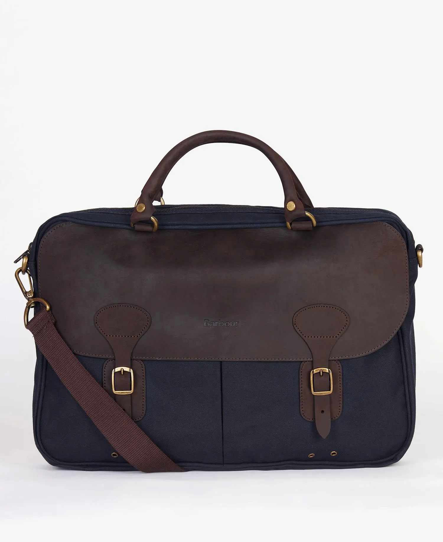 Barbour Wax Leather Briefcase Navy UBA0004 NY91