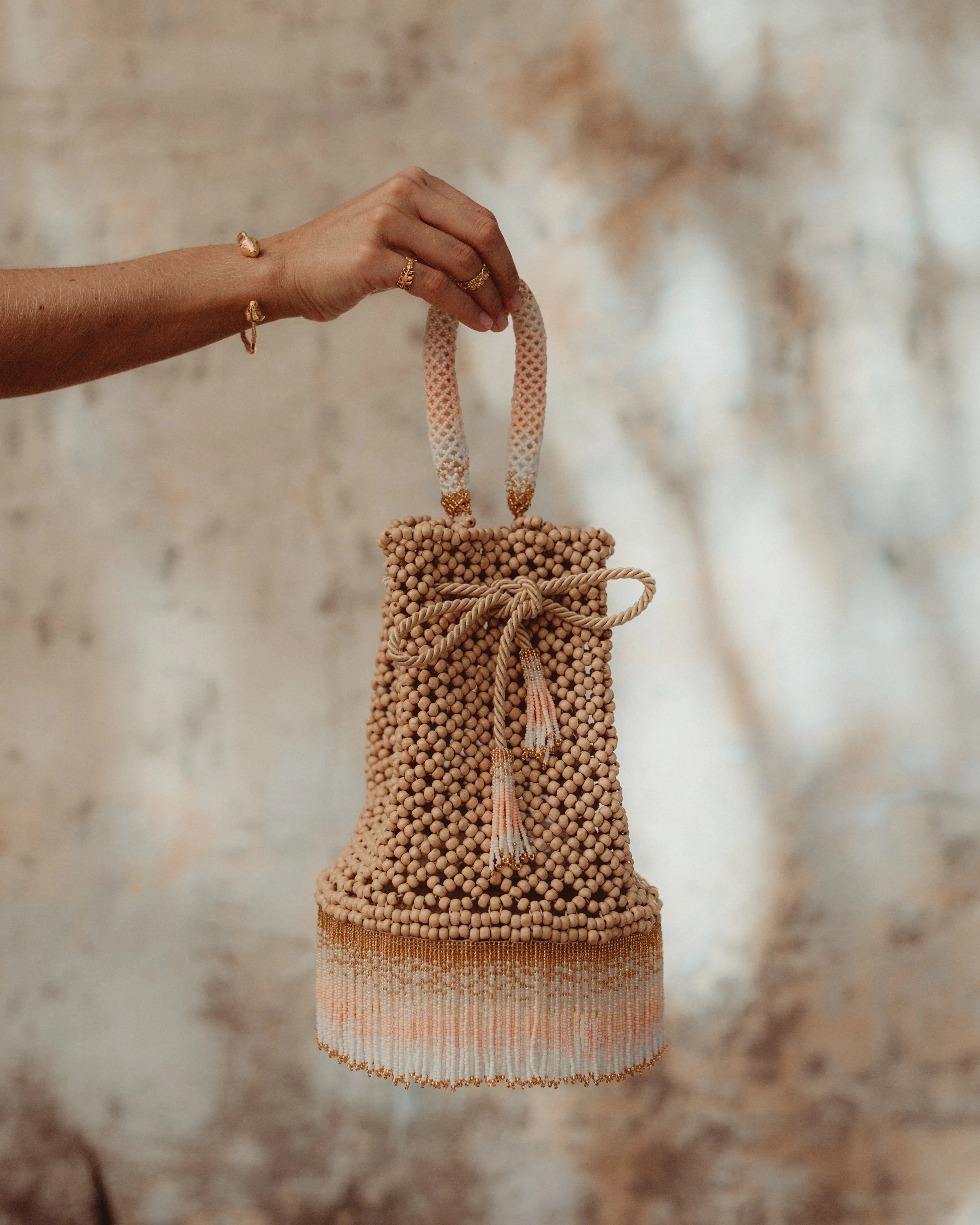 Beige Waterfall Handbag