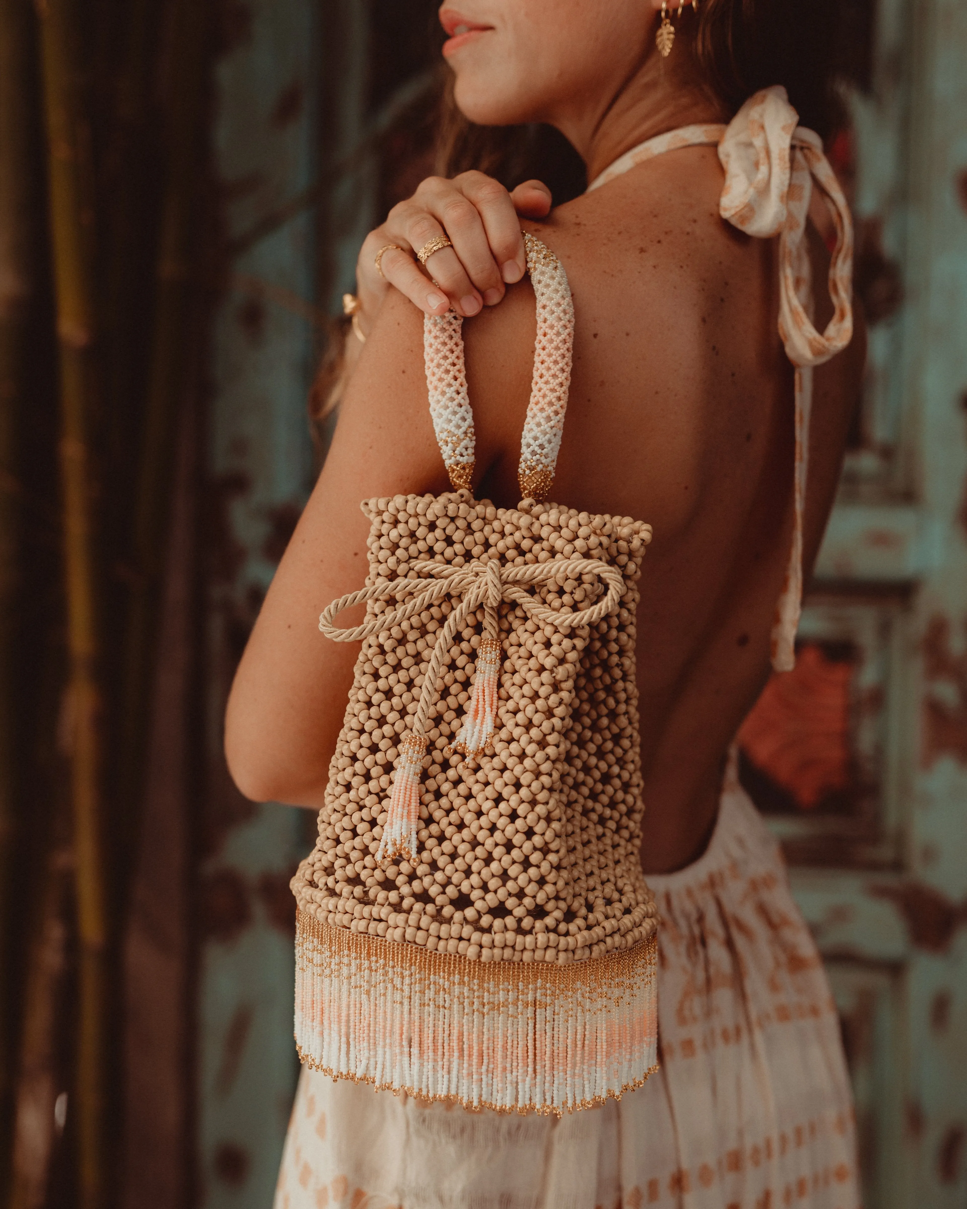 Beige Waterfall Handbag