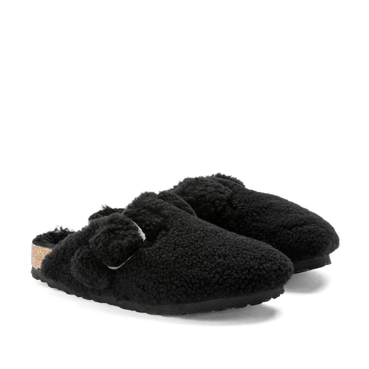 Birkenstock Boston Big Buckle Teddy Black     