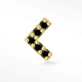 Black Diamond Flat Back Earring Arrow 14k Yellow