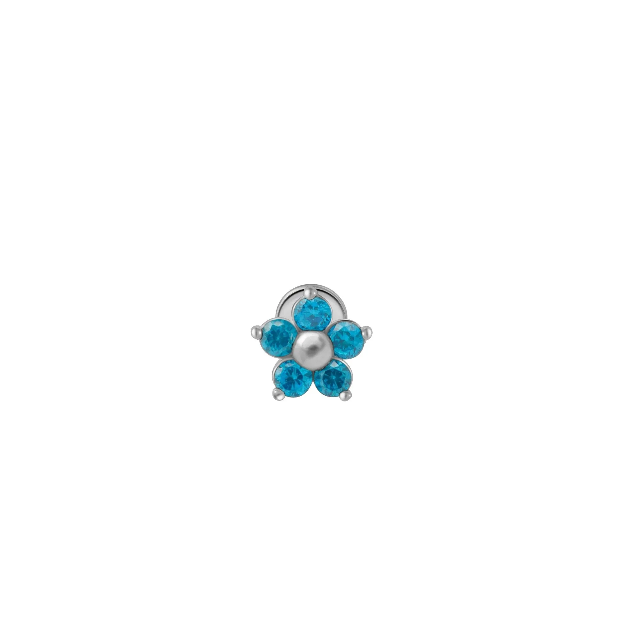 Blue Topaz Flower Flat Back Stud