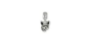 Boston Terrier Charm Slide Jewelry Sterling Silver Handmade Dog Charm Slide BT18H-PNS