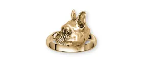 Boston Terrier Jewelry 14k Yellow Gold Handmade Boston Terrier Ring  BT152X-RG