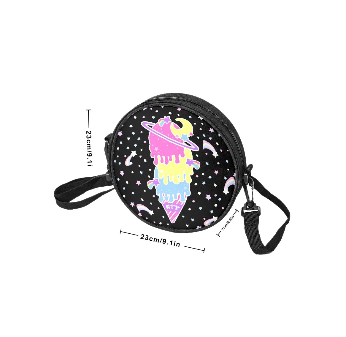 Cosmic Ice Cream Purple Circle Crossbody Bag