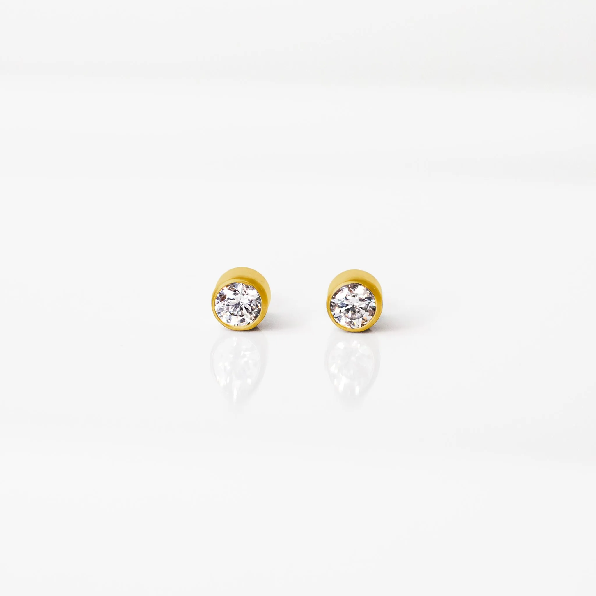 Crystal Round Bezel-Set Flat Back Sleeper Earrings