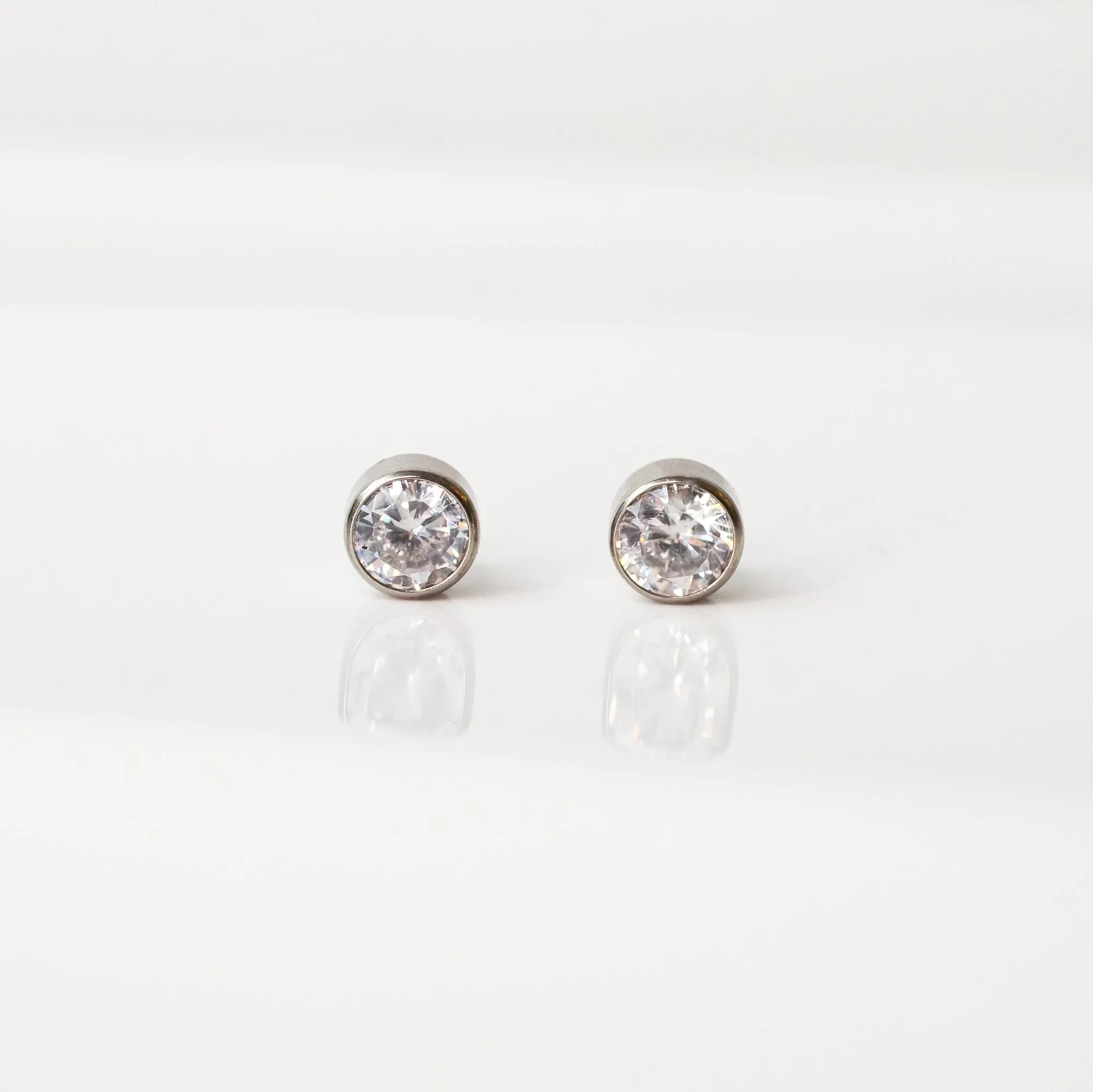 Crystal Round Bezel-Set Flat Back Sleeper Earrings