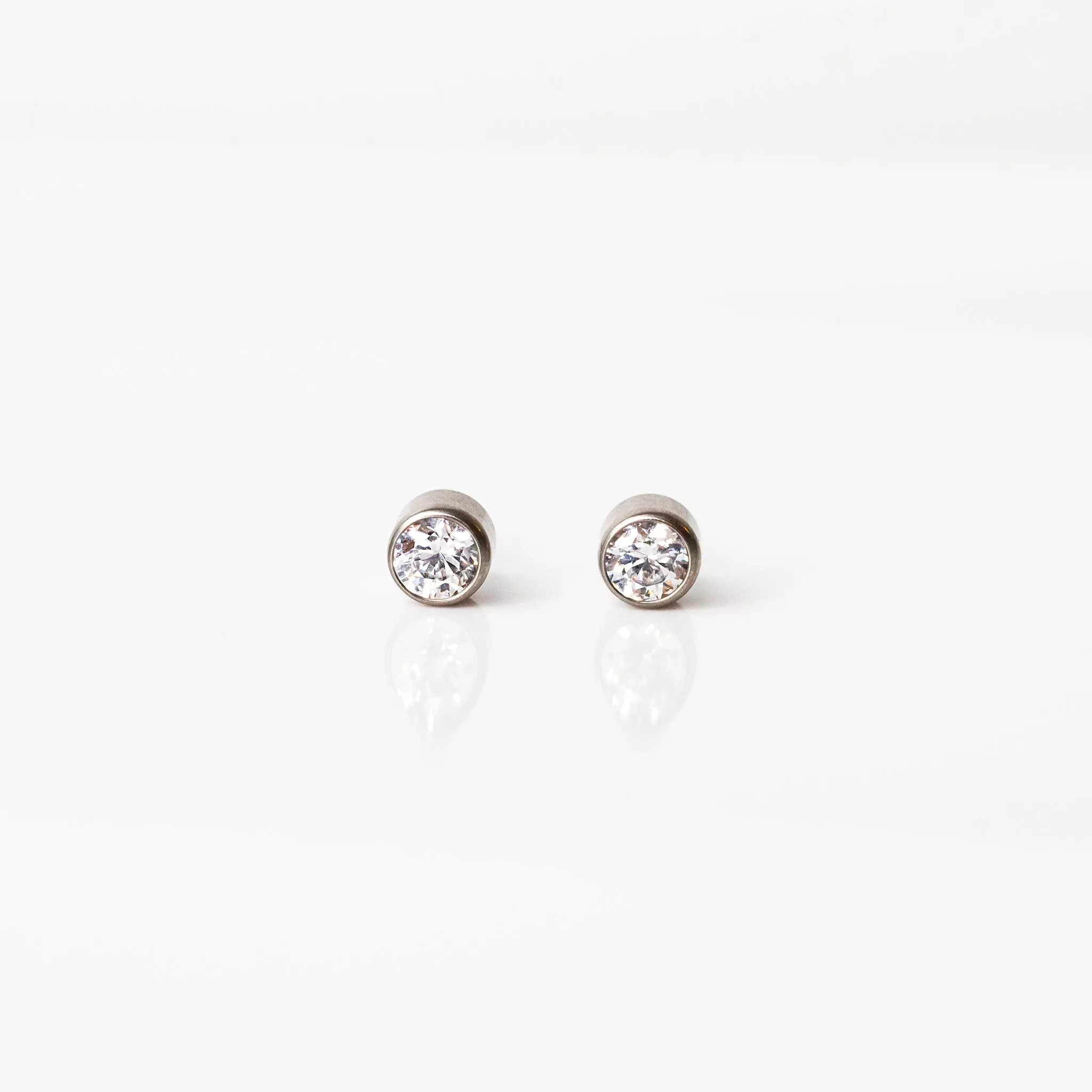 Crystal Round Bezel-Set Flat Back Sleeper Earrings