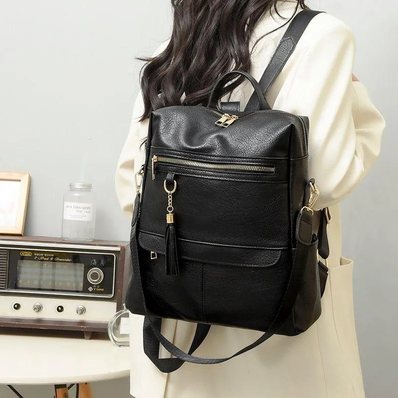 DB1242 Women's Cool Backpack - Fashion Soft Leather Shoulder Bag