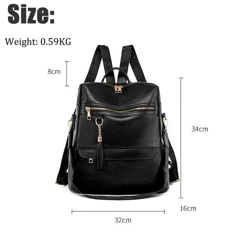 DB1242 Women's Cool Backpack - Fashion Soft Leather Shoulder Bag