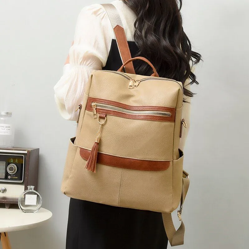 DB1242 Women's Cool Backpack - Fashion Soft Leather Shoulder Bag