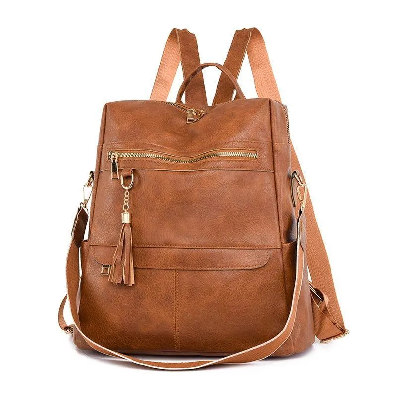 DB1242 Women's Cool Backpack - Fashion Soft Leather Shoulder Bag