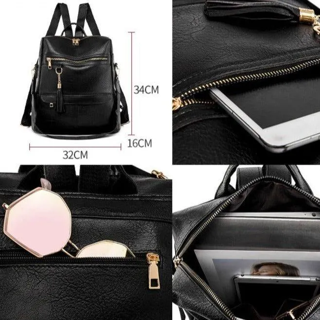 DB1242 Women's Cool Backpack - Fashion Soft Leather Shoulder Bag