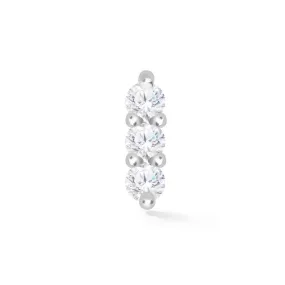 Diamond Flat Back Earring 3 Scones 14k White