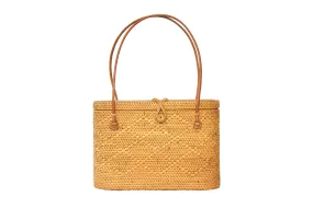 Flat Top Rattan Tote Bag