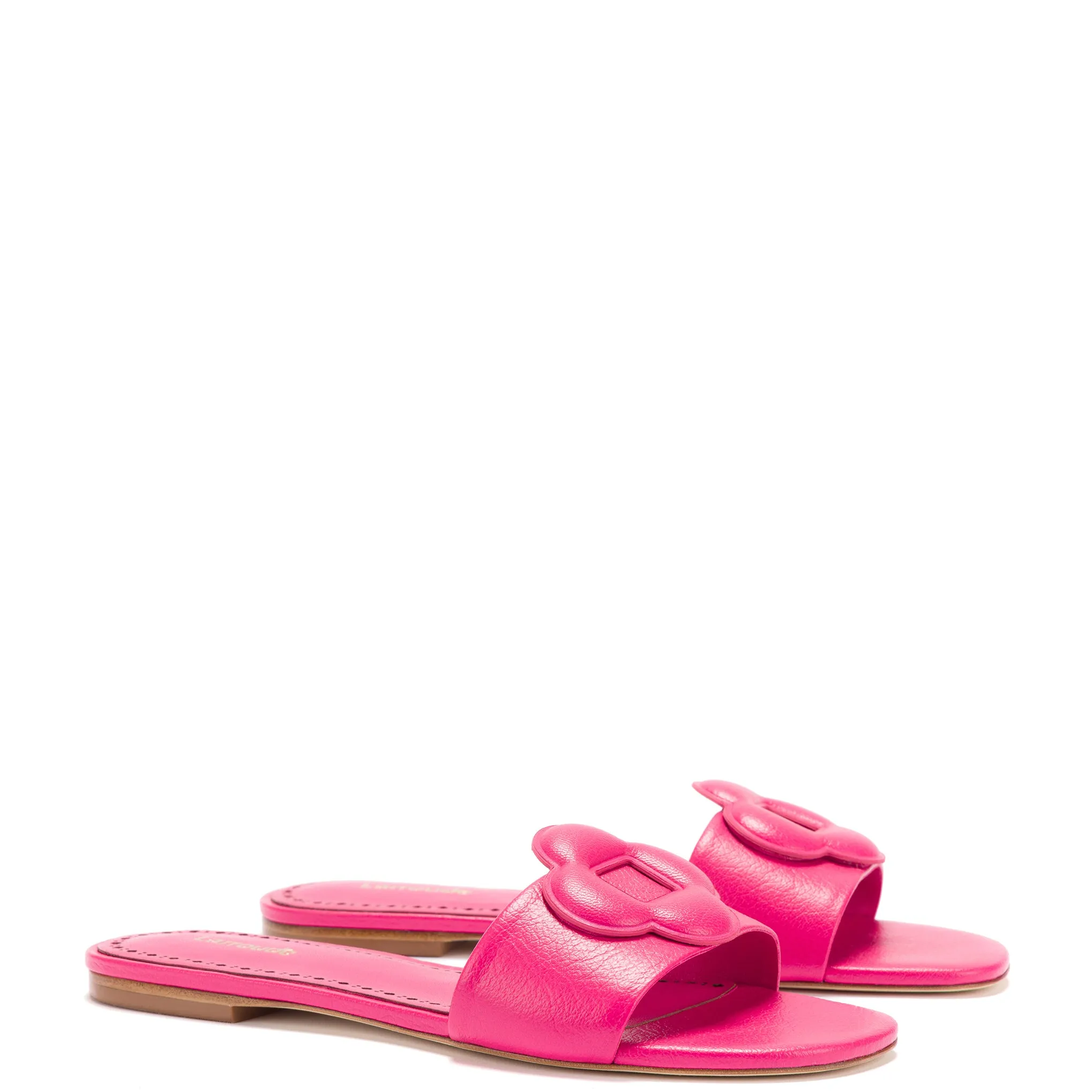 Flora Flat Mule In Pink Leather