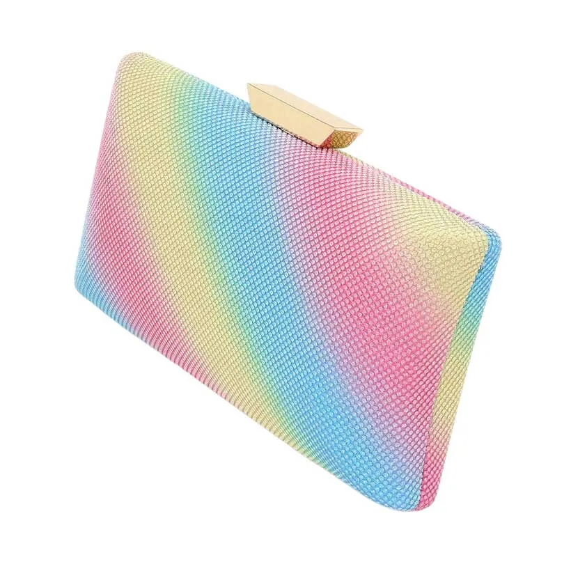 Glittered Rectangle Evening Clutch Crossbody Bag