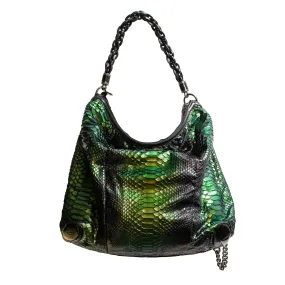 Gucci Metallic Green Python Galaxy 228559 Ladies Leather Handbag