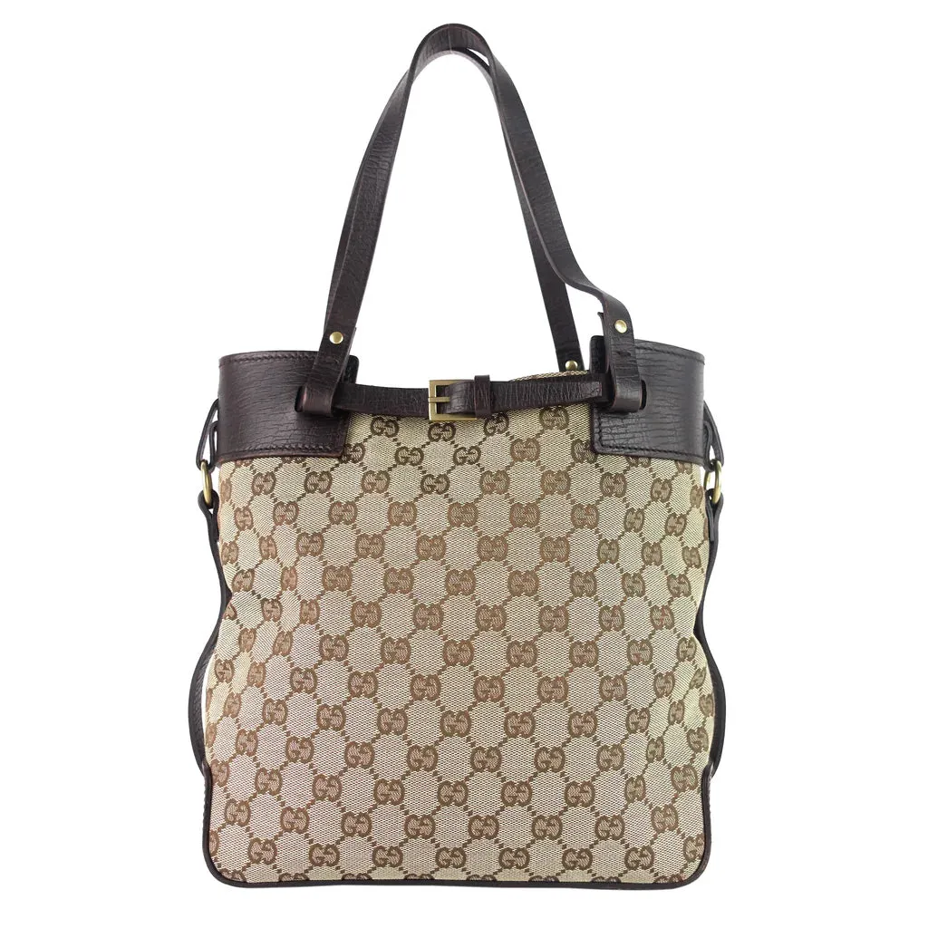 Gucci Monogram Canvas Buckle Detail Tote Bag