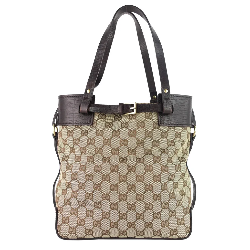 Gucci Monogram Canvas Buckle Detail Tote Bag