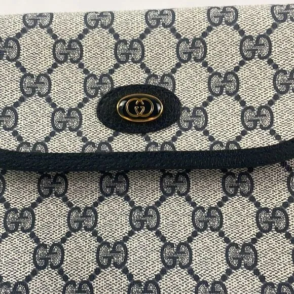 GucciSmallVintage Blue Logo Clutch