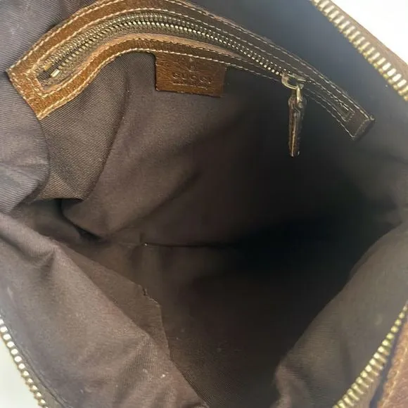 GucciVintageTan Logo Cross Body Bag