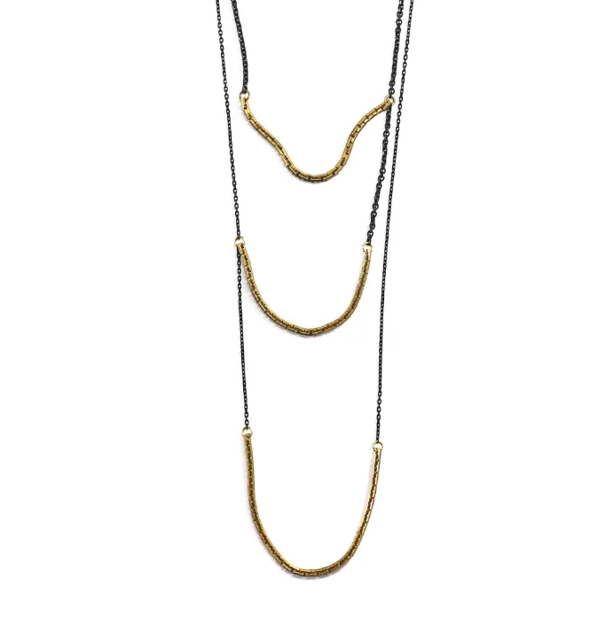 Katie deGuzman, Brass 3 Tiered Link Necklace