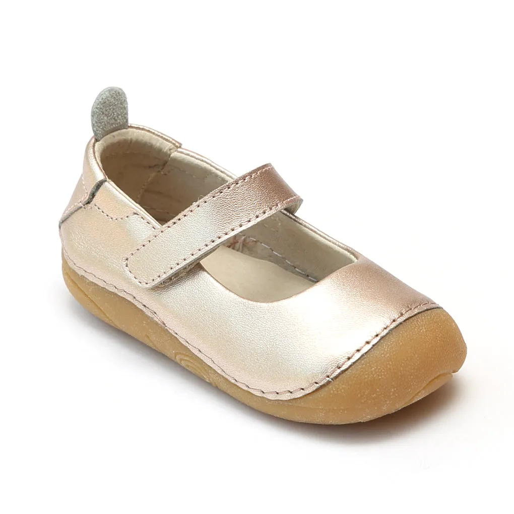 L'Amour Girls Metallic Leather Flexible Mary Janes