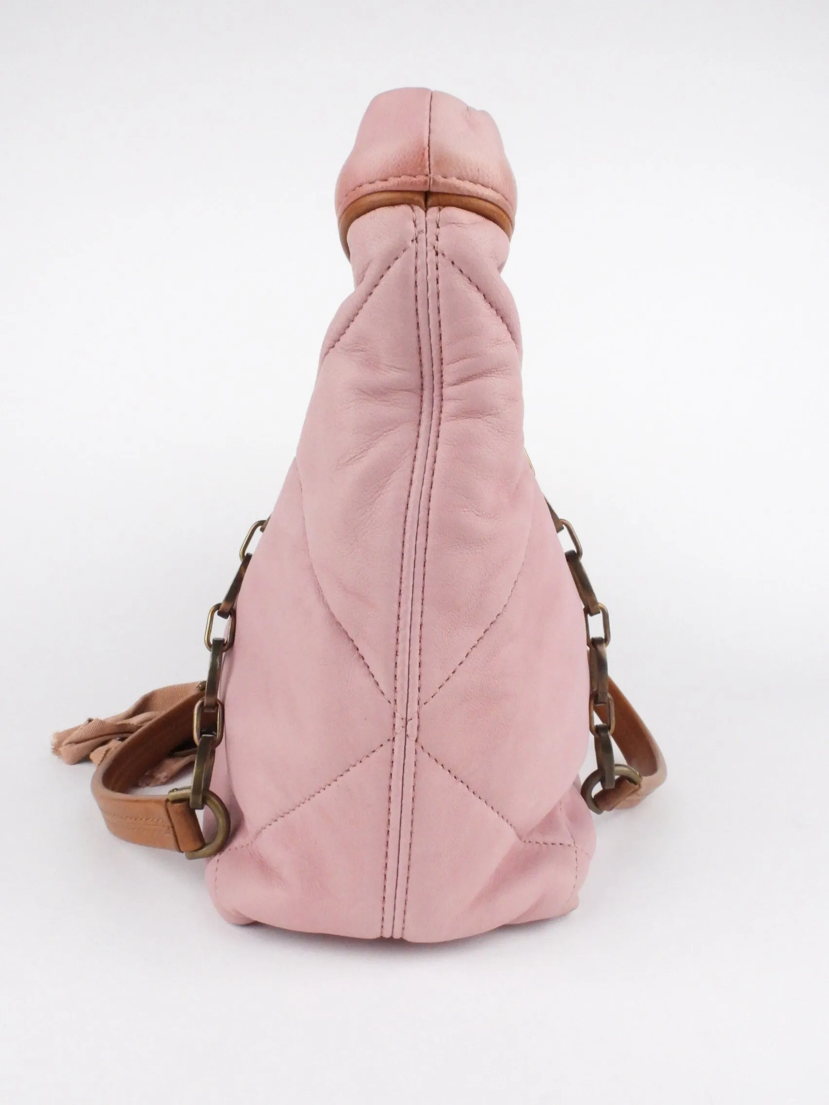 Lanvin Pink Diamond Quilted Lambskin Chainlink Handle Two Way Bag