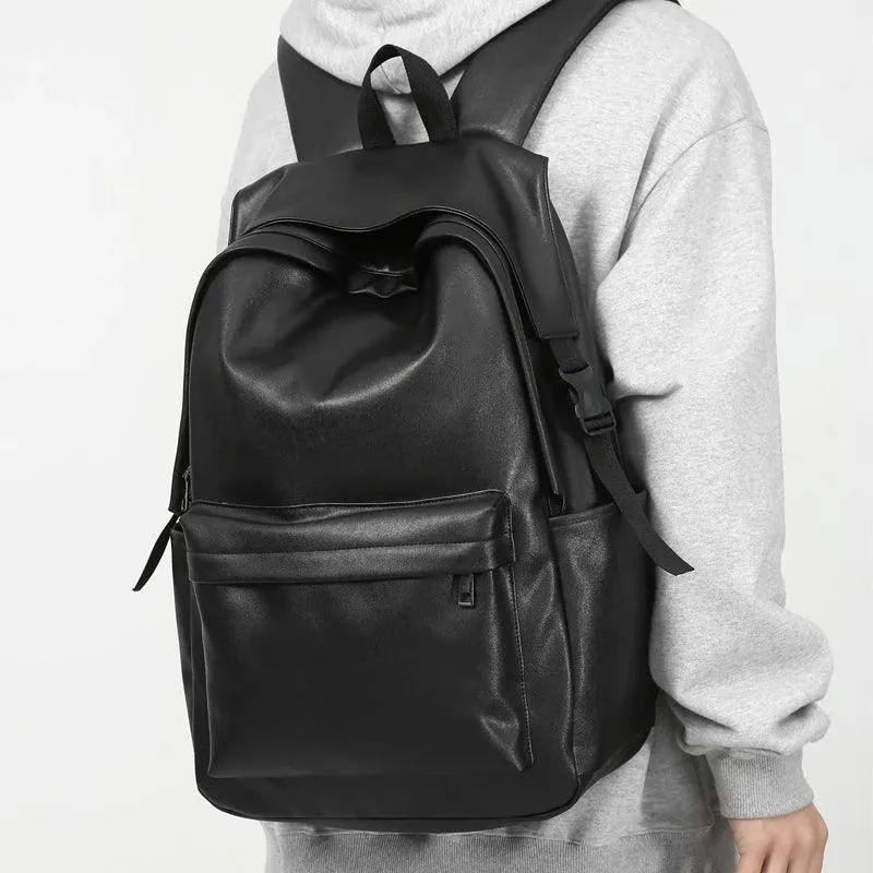 Large Capacity GZ215 Leather Cool Backpack - Ideal for Travel, School, and College