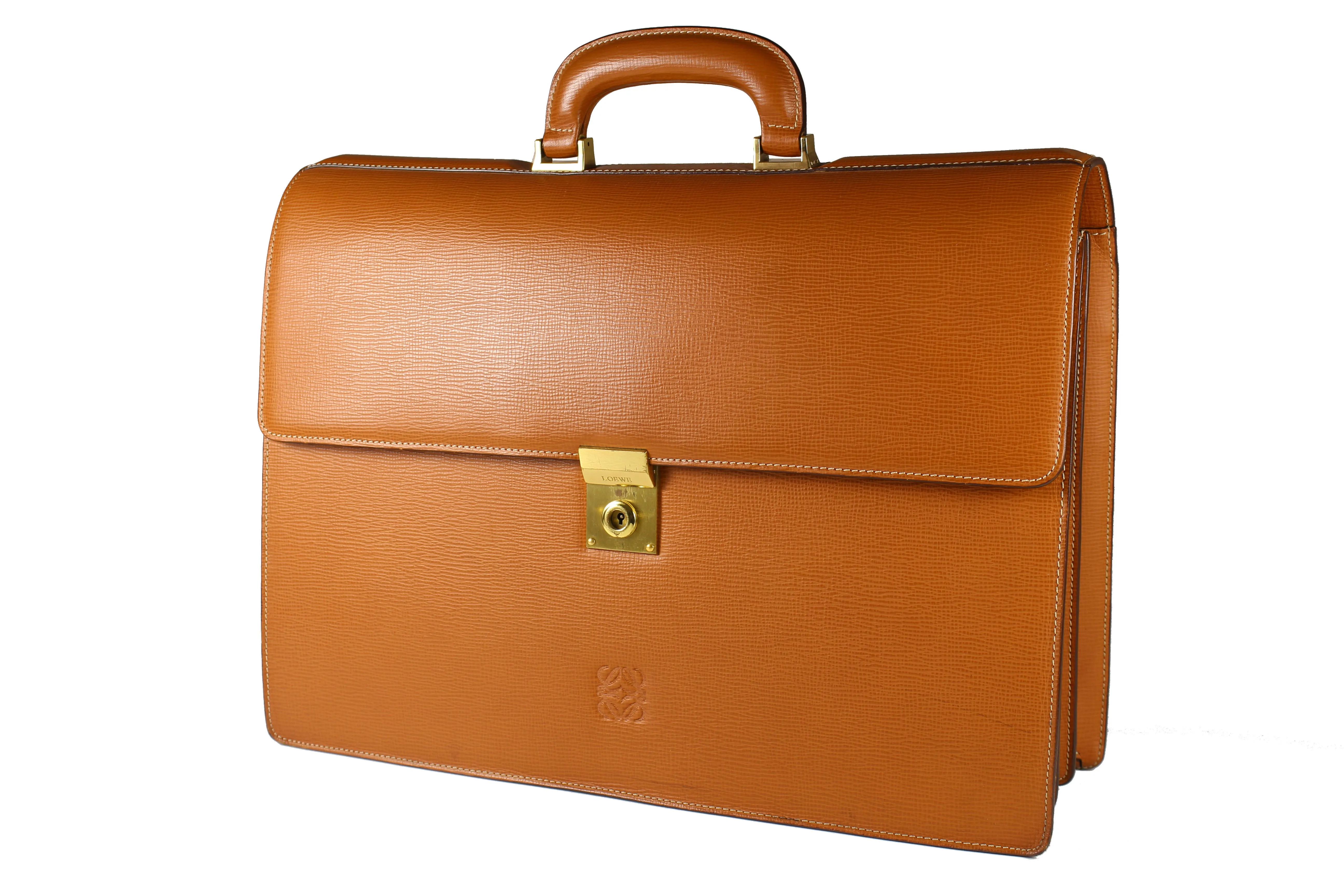 LOEWE tan leather executive briefcase