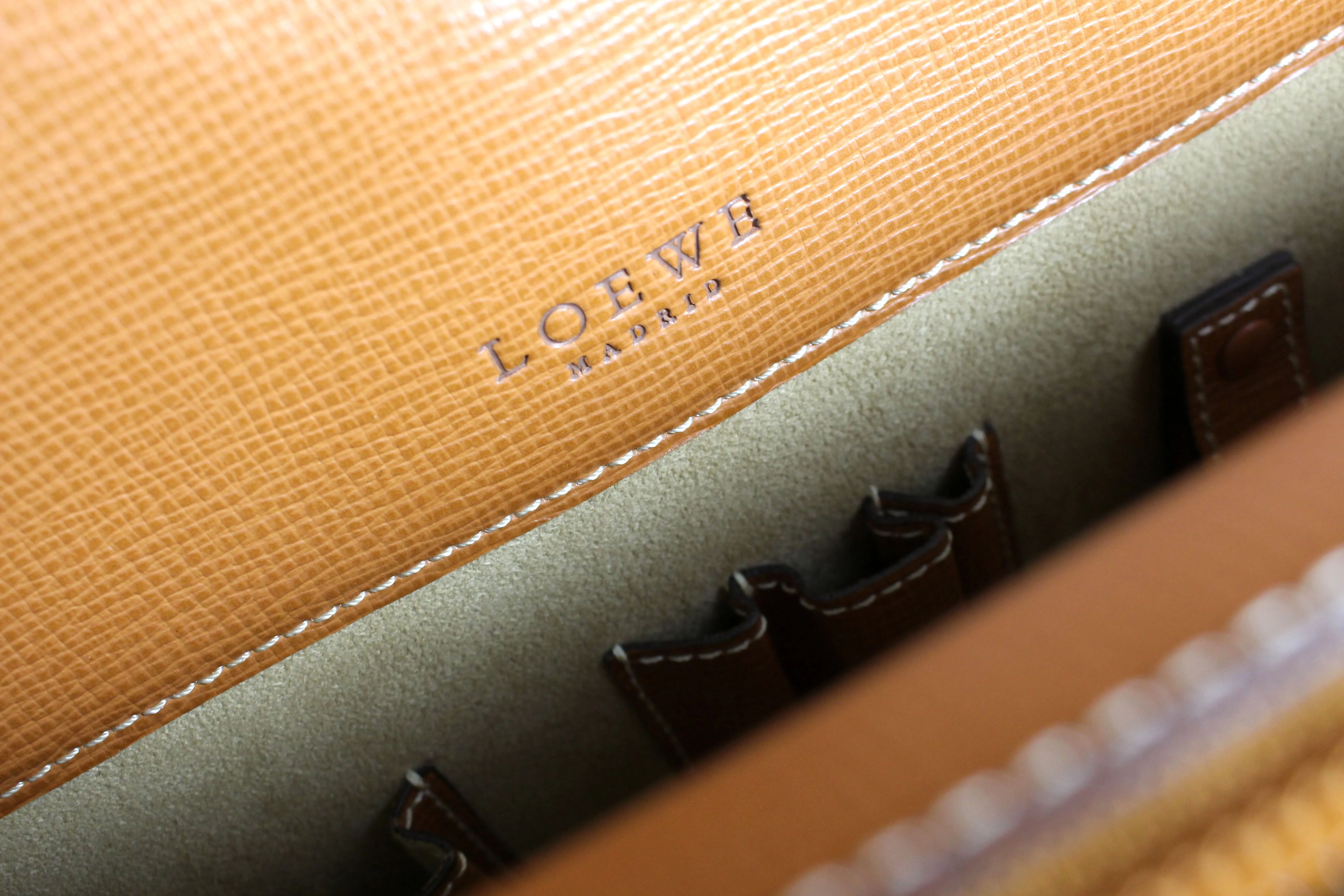 LOEWE tan leather executive briefcase