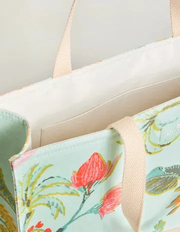 Market Tote - Queenie Tropical Floral Sea Foam