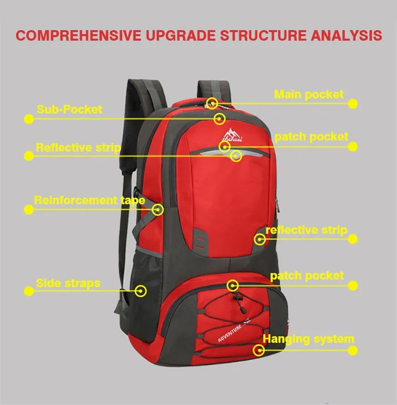 Multi Pockets 30L-70L Capacity Outdoor Waterproof Backpack