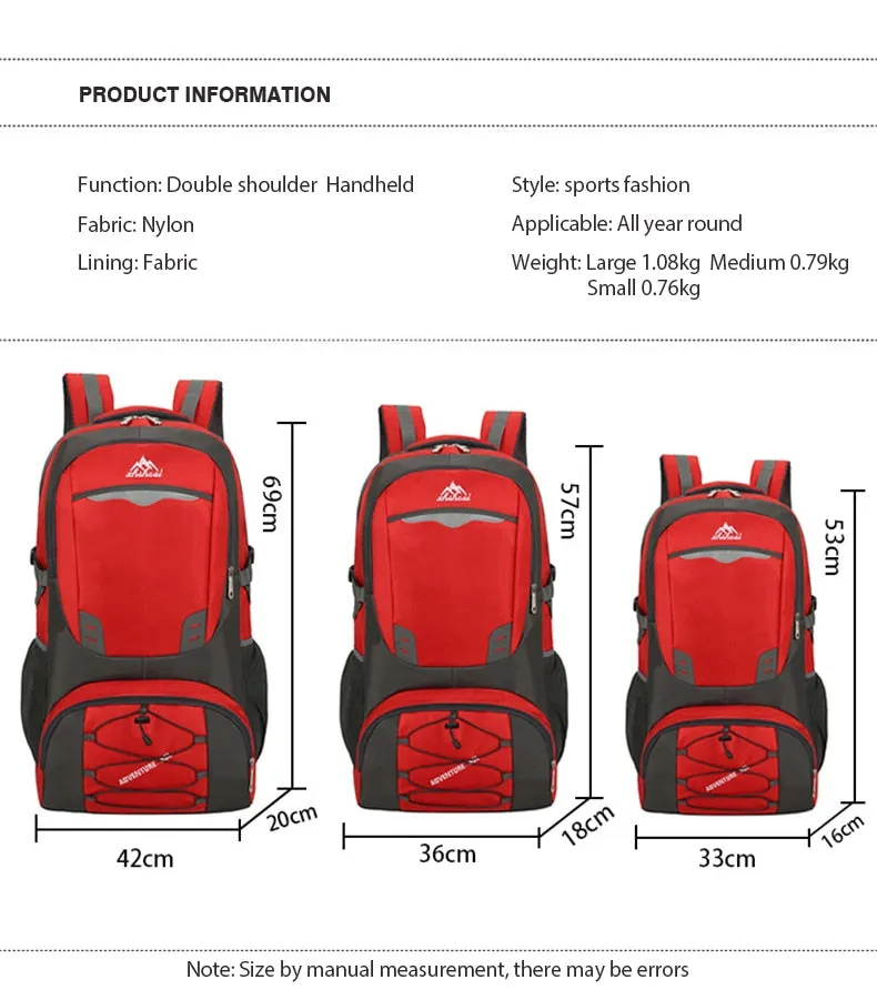 Multi Pockets 30L-70L Capacity Outdoor Waterproof Backpack