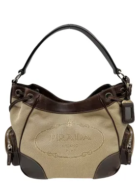 Prada Canapa Logo Side Pocket Hobo Bag